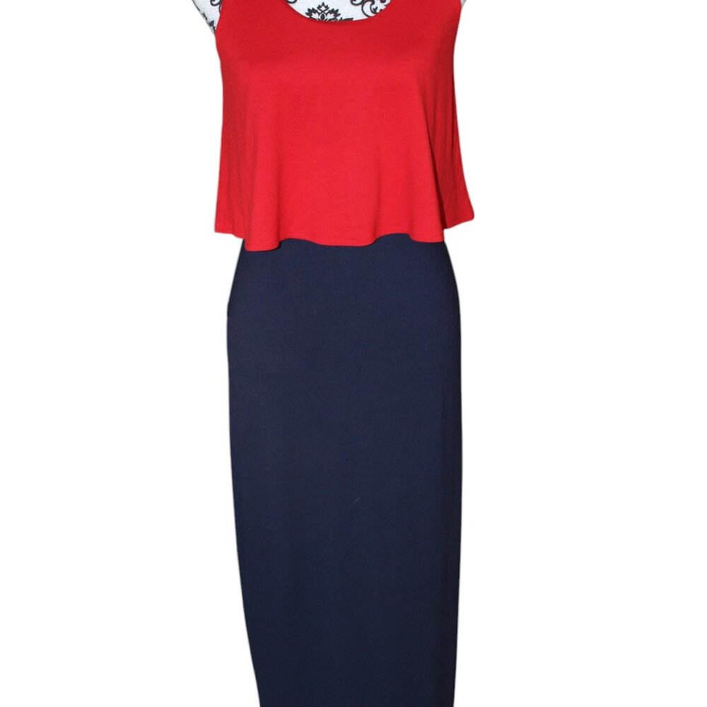 The Limited Dress Red Blue Long Maxi Sheath Size S NWT's - Picture 3 of 12